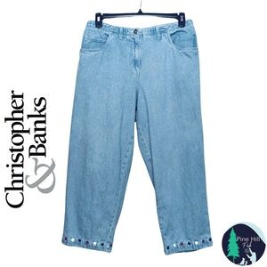 Y2K Christopher & Banks Capris Cropped Jeans Womens 12 Light Wash High Rise Vtg